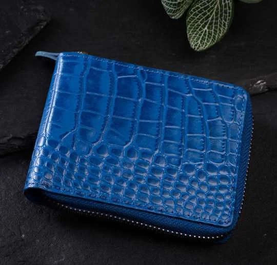 Croc Zip-Around – Cobalt – genuine leather, wholesale from Charlie International India