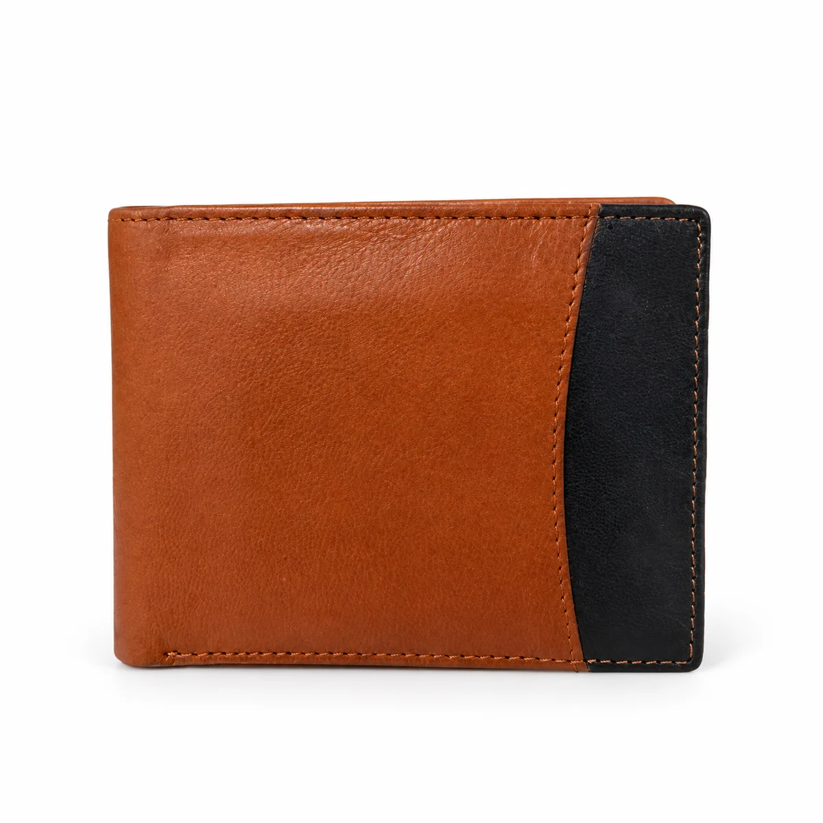 Tan & Black Panel Bifold – genuine leather, wholesale from Charlie International India