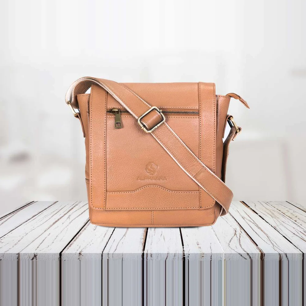 Messenger Bag – Tan – genuine leather, wholesale from Charlie International India